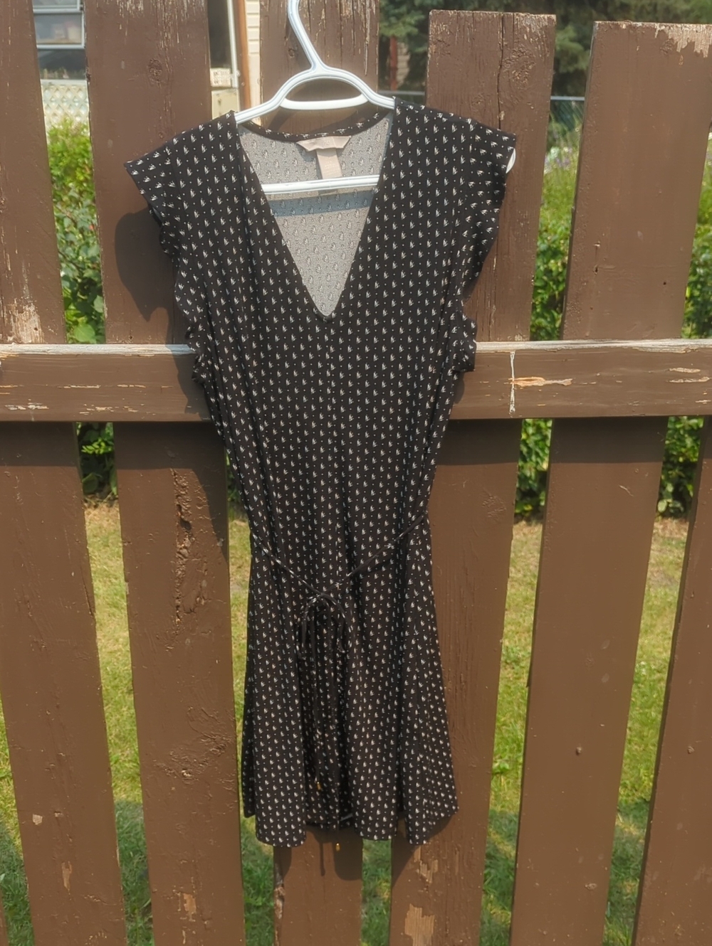 H&M Black Mini Dress with White Dot Print